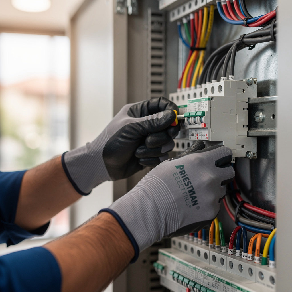 Priestman Electric Carpinteria commercial electrical installations in an office setting, showcasing professional wiring and system compliance